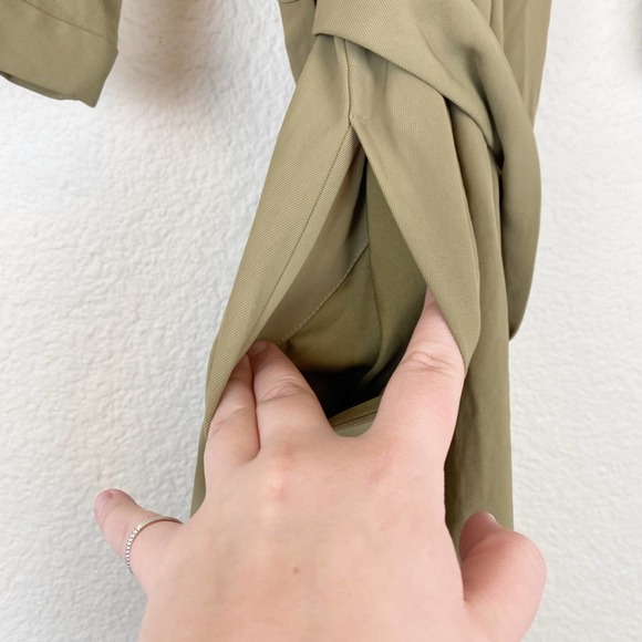 Everlane Green Japanese GoWeave Long Sleeve Mini Wrap Dress Size 6 - Picture 10 of 13